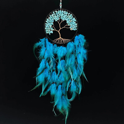 Feather Dream Catcher kristály kavicsos hold falra akasztó kézzel készített életfa Álomfogó nappali dekoráció születésnapi ajándék