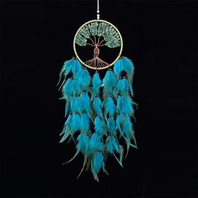 Feather Dream Catcher kristály kavicsos hold falra akasztó kézzel készített életfa Álomfogó nappali dekoráció születésnapi ajándék