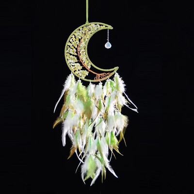 Feather Dream Catcher kristály kavicsos hold falra akasztó kézzel készített életfa Álomfogó nappali dekoráció születésnapi ajándék