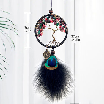 Dream Catcher Hand-woven Wind Chimes Vintage Κρυστάλλινο φτερό παγωνιού Κρεμαστό Κήπος Κήπος Κρεμαστά στολίδια εξωτερικού χώρου Διακόσμηση σπιτιού