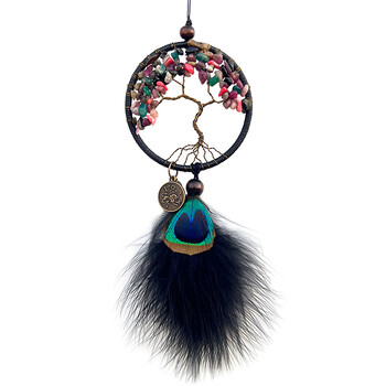 Dream Catcher Hand-woven Wind Chimes Vintage Κρυστάλλινο φτερό παγωνιού Κρεμαστό Κήπος Κήπος Κρεμαστά στολίδια εξωτερικού χώρου Διακόσμηση σπιτιού