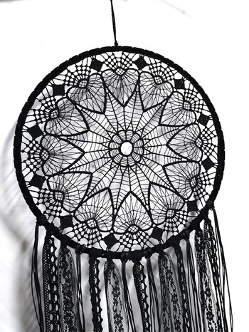 Μαύρος ιστός αράχνης Στρογγυλός Macrame Dream Catcher LED Διακόσμηση τοίχου Boho Διακόσμηση Υπνοδωματίου Σπιτιού Διακόσμηση τοίχου Δώρο για τη γιορτή της μητέρας