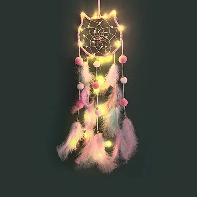 Aranyos álomfogó akasztható lakberendezési dekoráció Star Moon Dreamcatcher tolldíszek falra akasztós belső tér gyerekszoba ház dekoráció