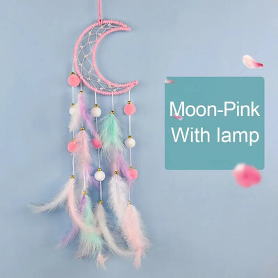 Aranyos álomfogó akasztható lakberendezési dekoráció Star Moon Dreamcatcher tolldíszek falra akasztós belső tér gyerekszoba ház dekoráció