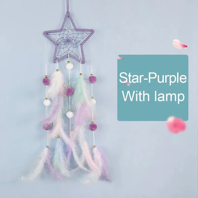 Aranyos álomfogó akasztható lakberendezési dekoráció Star Moon Dreamcatcher tolldíszek falra akasztós belső tér gyerekszoba ház dekoráció