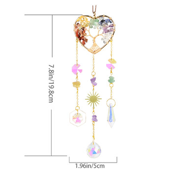 Crystal Sun Catcher, 7 Chakra Tree of Life Κρυστάλλινο Suncatcher Κρεμαστό για εσωτερικό παράθυρο, Dream Catchers για διακόσμηση σπιτιού αυτοκινήτου