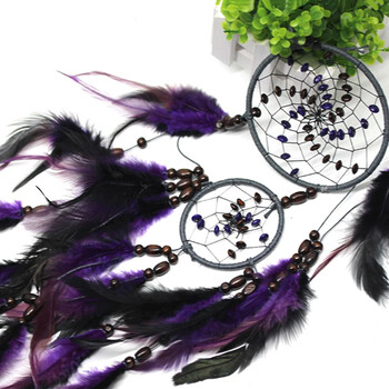 Μωβ Dream Catchers Feather Crafts Wind Chimes Χειροποίητο Ινδικό Ονειροπαγίδα για Διακόσμηση σπιτιού στον τοίχο