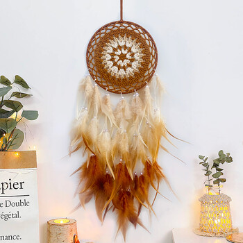 Κροσέ Dream Catcher Χειροποίητο πολύχρωμο φτερό Wind Chime Δημιουργική διακόσμηση σαλονιού στο φόντο τοίχου Διακόσμηση σπιτιού