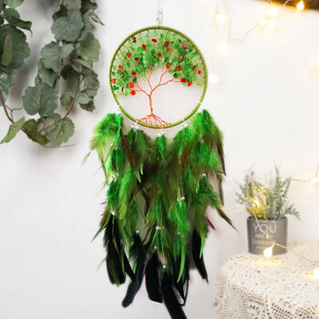 Lucky Life Tree Dream catchers Φυσικές πέτρες Κρεμαστά ντεκόρ Dream Catchers Nordic Διακόσμηση σπιτιού Κοριτσάκι / παιδικό δωμάτιο Κρεμάστρες τοίχου