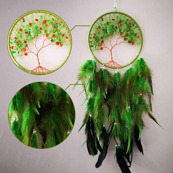 Lucky Life Tree Dream catchers Φυσικές πέτρες Κρεμαστά ντεκόρ Dream Catchers Nordic Διακόσμηση σπιτιού Κοριτσάκι / παιδικό δωμάτιο Κρεμάστρες τοίχου