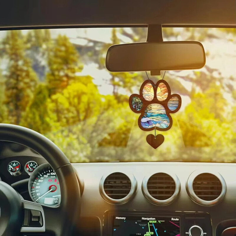 Kisállat-emlékmű Napfogó Lógó Dekoráció Kutya Macska Mancs Autó Visszapillantó Tükör Lógó Dísz Szeretett kisállat elvesztése, fali ablak medál