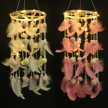 Dream Catcher Wind Chimes Art Chimes Διακοσμήσεις δωματίου για κορίτσια Κρεμαστό κρεβατοκάμαρα Αξεσουάρ Διακόσμηση κρεβατοκάμαρας Δώρο Χειροποίητο Φτερό