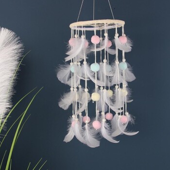 Dream Catcher Wind Chimes Art Chimes Διακοσμήσεις δωματίου για κορίτσια Κρεμαστό κρεβατοκάμαρα Αξεσουάρ Διακόσμηση κρεβατοκάμαρας Δώρο Χειροποίητο Φτερό