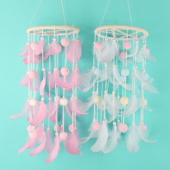 Dream Catcher Wind Chimes Art Chimes Διακοσμήσεις δωματίου για κορίτσια Κρεμαστό κρεβατοκάμαρα Αξεσουάρ Διακόσμηση κρεβατοκάμαρας Δώρο Χειροποίητο Φτερό