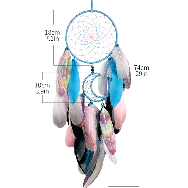 Sapņu ķērājs Ar rokām austi krāsaini spalvu vēja zvani Dzīvojamā istaba Guļamistaba Fona sienu dekorēšana Festivāla dāvanas Mājas dekors