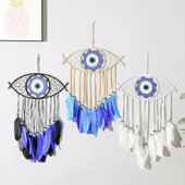 Kétrétegű toll Evil Eye Dream Catcher nagykereskedés Lakásdekorációk Kézzel készített ajándékok Diákajándékok Függesztett szélcsengő