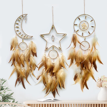 Indian Feather Dream Catcher Κρεμαστά στολίδια κρεβατοκάμαρας Δημιουργικά χειροποίητα υφαντά Wind Chime DreamCatcher Κρεμαστό τοίχου Διακοσμήσεις σπιτιού