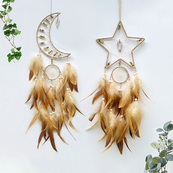 Indian Feather Dream Catcher Κρεμαστά στολίδια κρεβατοκάμαρας Δημιουργικά χειροποίητα υφαντά Wind Chime DreamCatcher Κρεμαστό τοίχου Διακοσμήσεις σπιτιού