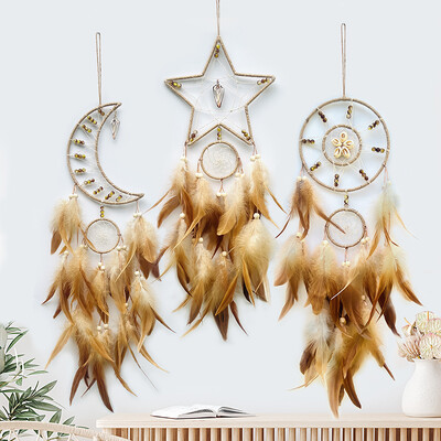 Индийско перо Dream Catcher Висящи орнаменти за спалня Творчески ръчно изтъкан Wind Chime DreamCatcher Стенен висулка Декорации за дома