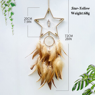 Viseći ukrasi za spavaću sobu od indijskog perja, hvatača snova, kreativni, ručno tkani zvončići, zidni privjesak, ukrasi za dom