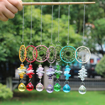 1 ΤΕΜ Χειροποίητο Κρυστάλλινο Suncatcher Dream Catcher με Κρυστάλλινη Μπάλα Rainbow Maker Fengshui Κρεμαστό Διακόσμηση κήπου σπιτιού