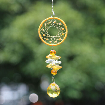 1 ΤΕΜ Χειροποίητο Κρυστάλλινο Suncatcher Dream Catcher με Κρυστάλλινη Μπάλα Rainbow Maker Fengshui Κρεμαστό Διακόσμηση κήπου σπιτιού