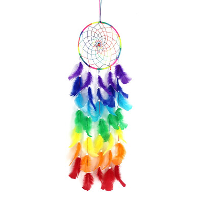 55 cm-es fehér álomfogó háló tollakkal Kézzel készített fali autódísz kézműves lakberendezési dekoráció szélcsengő csepphajó