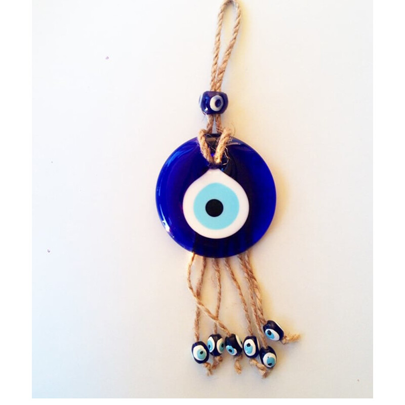 Evil Eye Fali függő Lucky Eye Glass Evil Eye Gifts Turkish Eye Nazar House Protection Makramé dekoráció Visszapillantó tükör medál