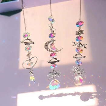 1 τμχ Crystal Wind Chime Pentagram Sun Catcher Diamond Prisms Κρεμαστό Dream Catcher Rainbow Chaser Κρεμαστό σταγόνα Διακόσμηση κήπου σπιτιού