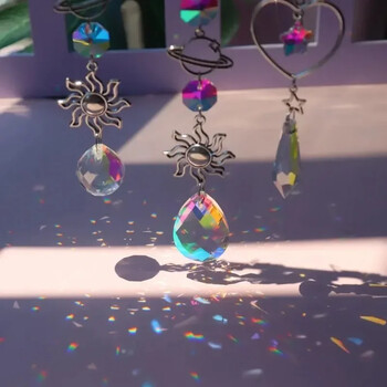 1 τμχ Crystal Wind Chime Pentagram Sun Catcher Diamond Prisms Κρεμαστό Dream Catcher Rainbow Chaser Κρεμαστό σταγόνα Διακόσμηση κήπου σπιτιού