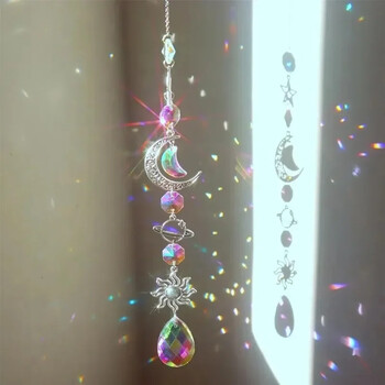 1 τμχ Crystal Wind Chime Pentagram Sun Catcher Diamond Prisms Κρεμαστό Dream Catcher Rainbow Chaser Κρεμαστό σταγόνα Διακόσμηση κήπου σπιτιού