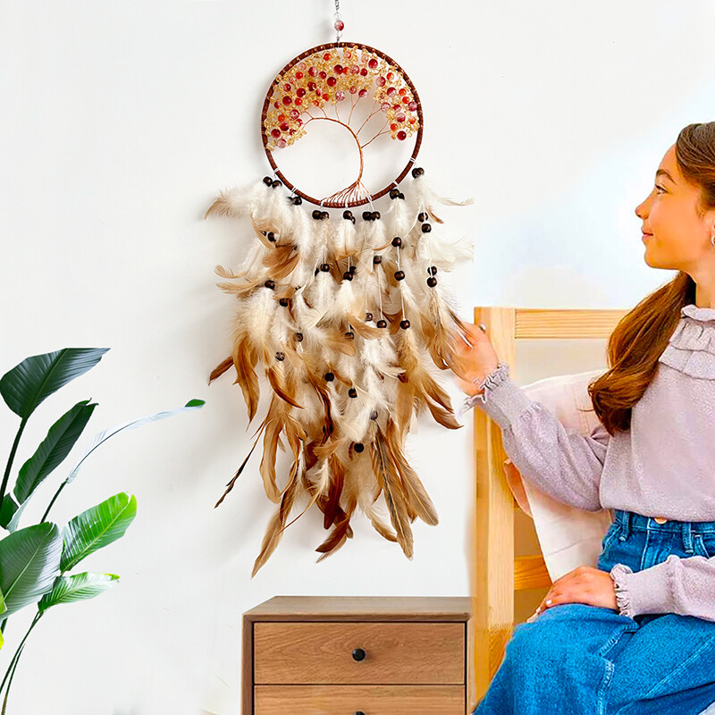 Álomfogó Életfa kristály kézzel készített szélcsengő Nordic nappali Hálószoba Fali dekoráció Ünnepi parti ajándékok otthoni kiegészítők