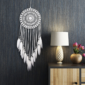 White Dream Catcher Σκανδιναβικό στυλ με φτερά ύφανση τοίχου Σπίτι Σαλόνι Ενήλικες Παιδικά Διακόσμηση κρεβατοκάμαρας Wind Chimes Dreamcatcher