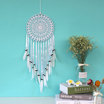 White Feather Dream Catcher Διακόσμηση Δωματίου Κρεμαστό Τοίχου Κροσέ Web μεγάλου μεγέθους Dreamcatcher Ντελικάτα αξεσουάρ διακόσμησης σπιτιού