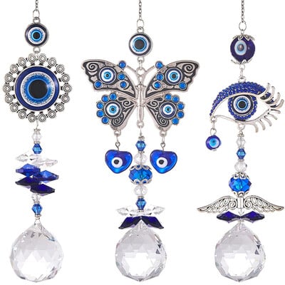 Demon`s Turk Evil Eye Crystal Sun Catcher Iluminare pandantiv Lumină și umbră Clopoței de vânt Curcubeu Agățat de grădină Decorare pentru casă