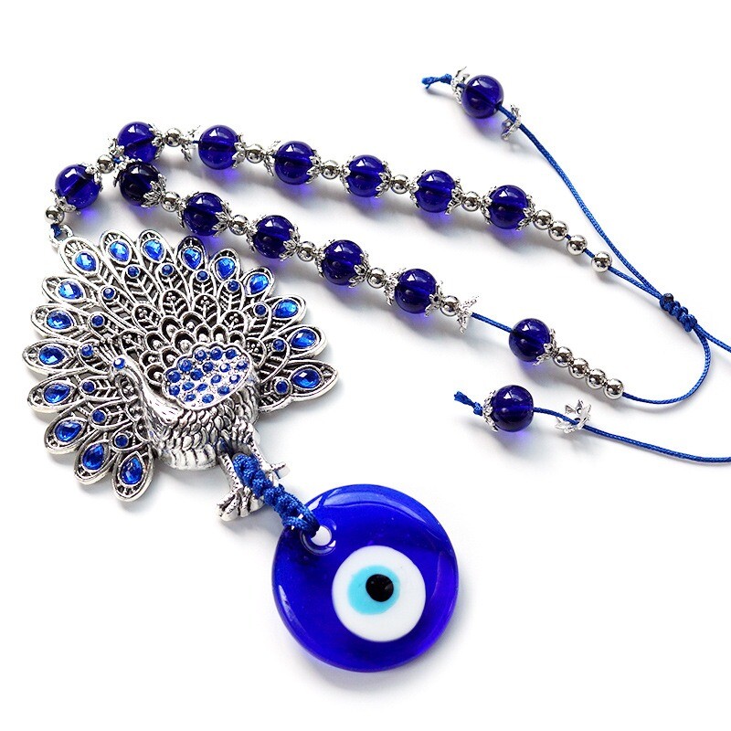 Páva alakú Üveg Kék Szemek Autó fali dekorációk Törökország Görögország Evil Eye Jewelry Dísz szoba dekoráció
