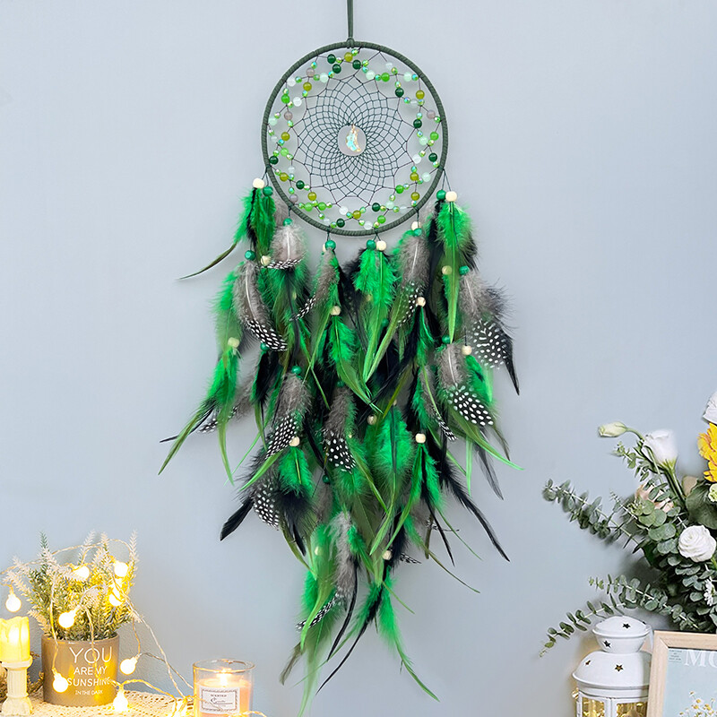 10 szín Álomfogó Kézzel szőtt színes tollas szélcsengő Nappali Hálószoba Függesztett díszek Fesztivál Ajándékok Lakásdekoráció