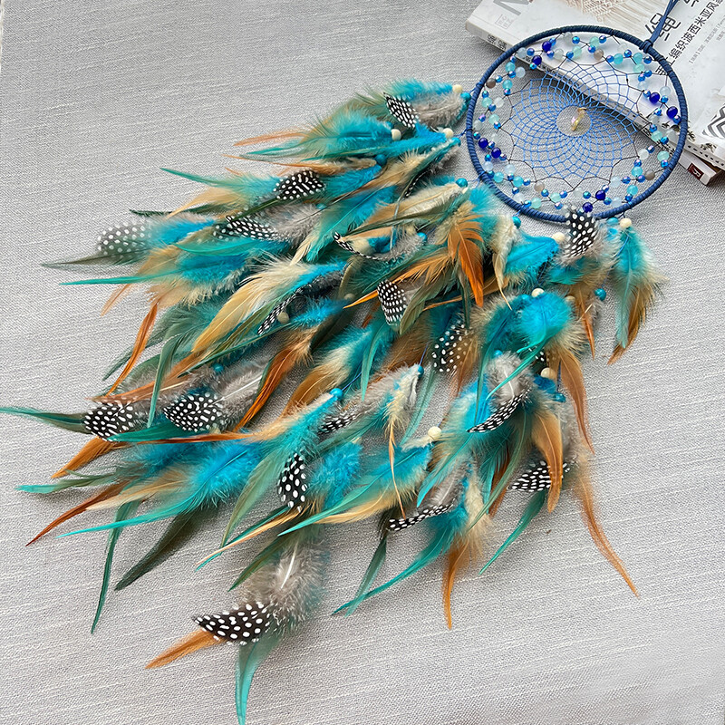 10 szín Álomfogó Kézzel szőtt színes tollas szélcsengő Nappali Hálószoba Függesztett díszek Fesztivál Ajándékok Lakásdekoráció