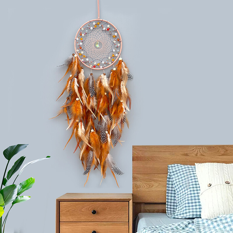 10 szín Álomfogó Kézzel szőtt színes tollas szélcsengő Nappali Hálószoba Függesztett díszek Fesztivál Ajándékok Lakásdekoráció