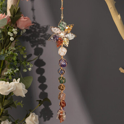 Crystal Raw Stone vēja zvana kulons kristāla dārgakmeņu sienas dekorēšana sapņu ķērāji Moderni kristāla mājas istabas kāzas Deco
