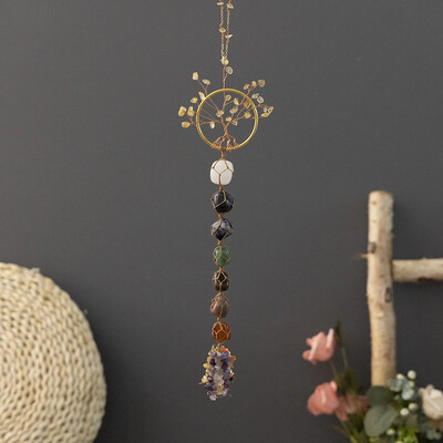 Crystal Raw Stone vēja zvana kulons kristāla dārgakmeņu sienas dekorēšana sapņu ķērāji Moderni kristāla mājas istabas kāzas Deco