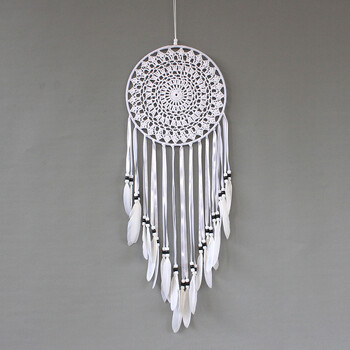 White Feather Dream Catcher Διακόσμηση Δωματίου Κρεμαστό Τοίχου Κροσέ Web μεγάλου μεγέθους Dreamcatcher Ντελικάτα αξεσουάρ διακόσμησης σπιτιού