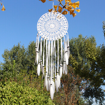 White Feather Dream Catcher Διακόσμηση Δωματίου Κρεμαστό Τοίχου Κροσέ Web μεγάλου μεγέθους Dreamcatcher Ντελικάτα αξεσουάρ διακόσμησης σπιτιού