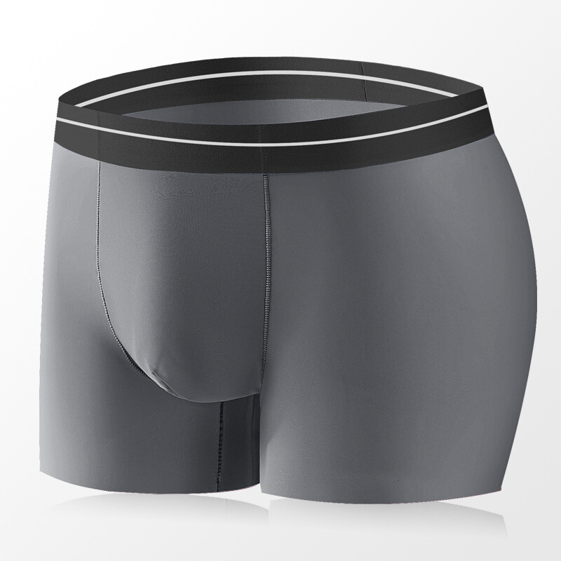 Nyári férfi fehérnemű Ice Silk rövidnadrág Vékony, légáteresztő varrat nélküli plusz méretű, bő, Taxol antibakteriális lábfejű férfi boxer