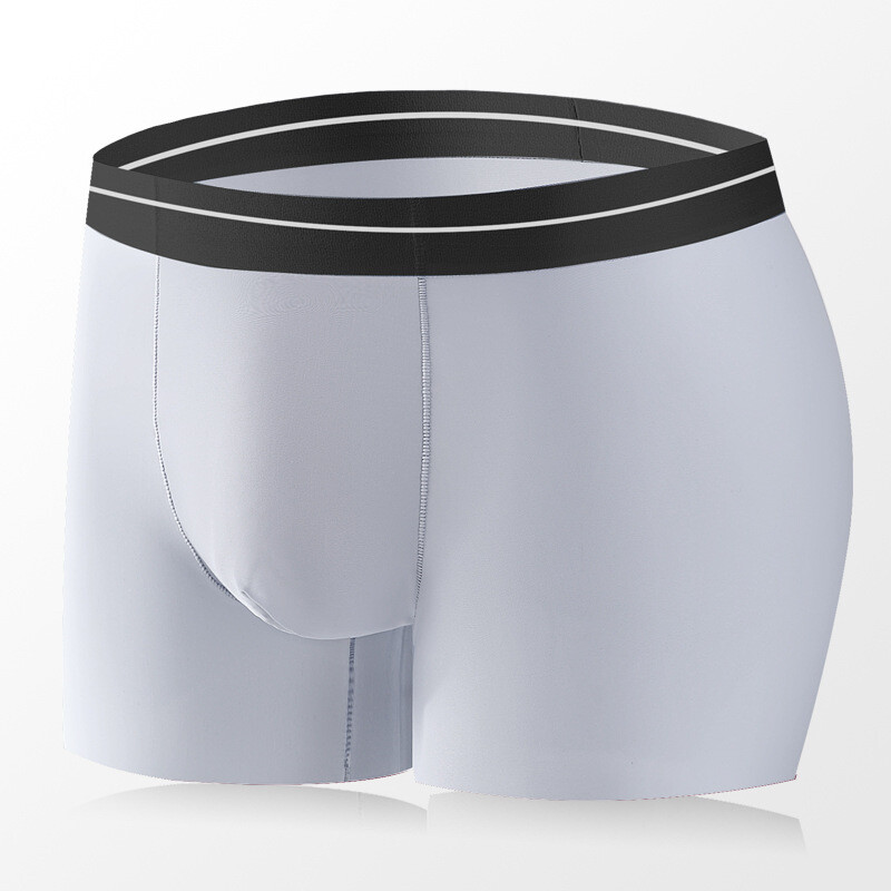 Nyári férfi fehérnemű Ice Silk rövidnadrág Vékony, légáteresztő varrat nélküli plusz méretű, bő, Taxol antibakteriális lábfejű férfi boxer
