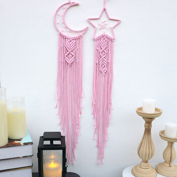 Χειροποίητο Macrame Moon Star Dream Catcher Κρεμαστά τοίχου Bohemian Ταπετσαρία σπιτιού Διακόσμηση για κορίτσια Παιδικό Στολίδι Δώρο Διακόσμησης