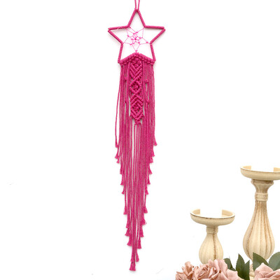 Kézzel készített Makramé Hold csillag Álomfogó falra akasztó Bohém Otthon Gobelin Dekor Lányok Gyerekek Dísz dekor Ajándék