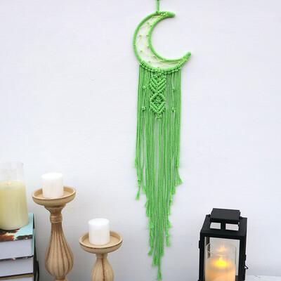 Kézzel készített Makramé Hold csillag Álomfogó falra akasztó Bohém Otthon Gobelin Dekor Lányok Gyerekek Dísz dekor Ajándék