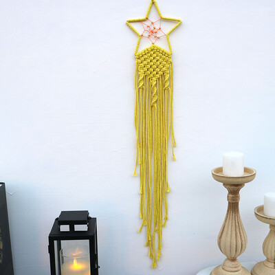 Kézzel készített Makramé Hold csillag Álomfogó falra akasztó Bohém Otthon Gobelin Dekor Lányok Gyerekek Dísz dekor Ajándék