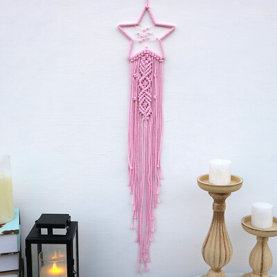 Kézzel készített Makramé Hold csillag Álomfogó falra akasztó Bohém Otthon Gobelin Dekor Lányok Gyerekek Dísz dekor Ajándék